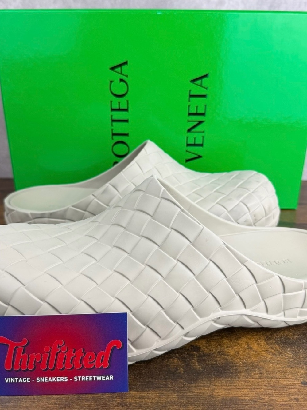 Bottega Veneta Beebee Clog Sea Salt White Rubber Men’s Sandal Size 45 EU / US 12